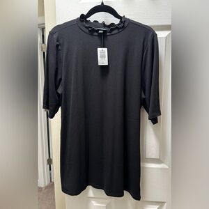 Torrid Black Ruffle Mock Neck Ribbed Top (2 / 2X 18-20)